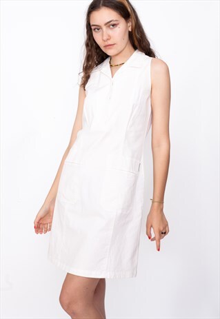 VINTAGE 90S WHITE SLEEVELESS DRESS ID:2165
