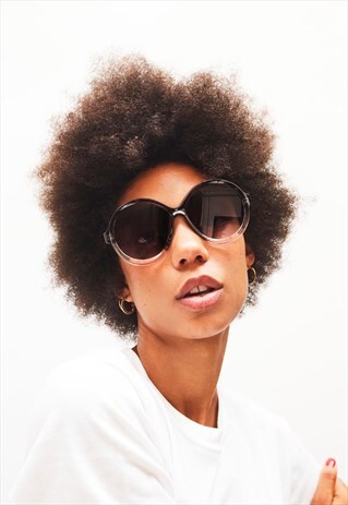 GOLDIE - CLASSIC ROUND OVERSIZED BLACK AND PINK SUNGLASSES