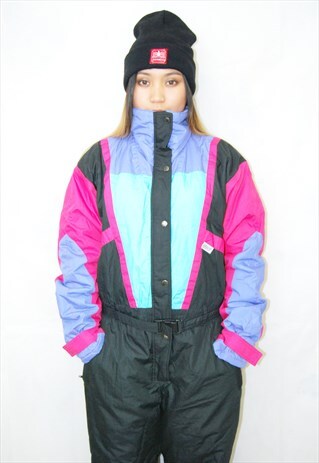 CRAZY PRINT PUFFER SKI SUIT/JUMPSUIT (1990'S)