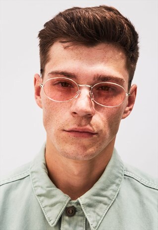 OVAL - CLASSIC SILVER AND PINK OVAL FRAME SUNGLASSES