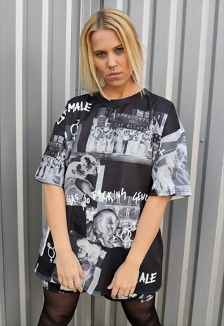 PRIDE T-SHIRT LGBT SUPPORT TEE GRUNGE GAY PUNK TOP IN BLACK