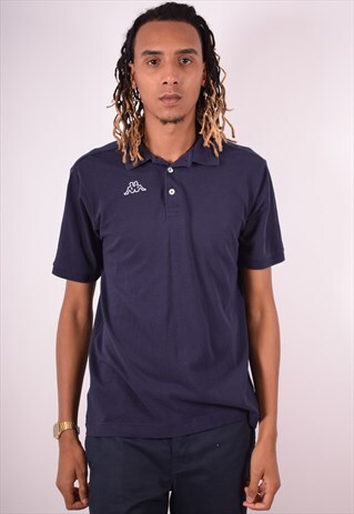 KAPPA MENS VINTAGE POLO SHIRT LARGE NAVY BLUE 90S