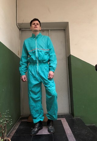 CHAMPION VINTAGE RARE ELECTRIC GREEN UNITARD TRACKSUIT