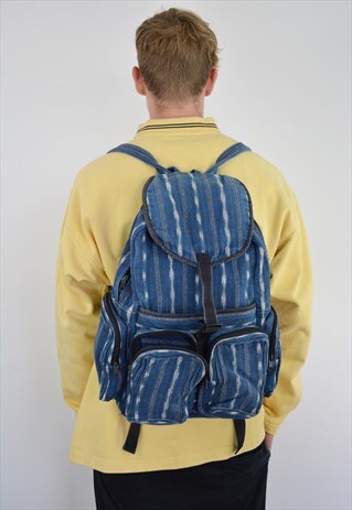 VINTAGE COTTON OLES BACKPACK UNISEX IN BLUE COLOR