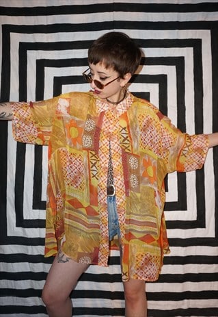 VINTAGE 80'S FLOATY ORANGE BLOUSE