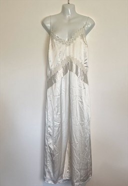 BNWT Zara White Silky Satin Midi Slip  Cami Dress L