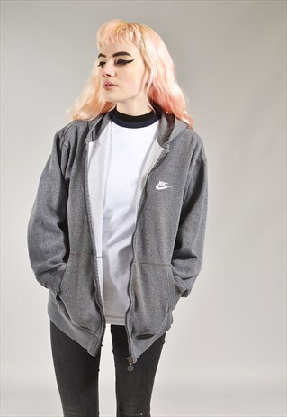 VINTAGE NIKE GREY ZIP UP HOODED JACKET