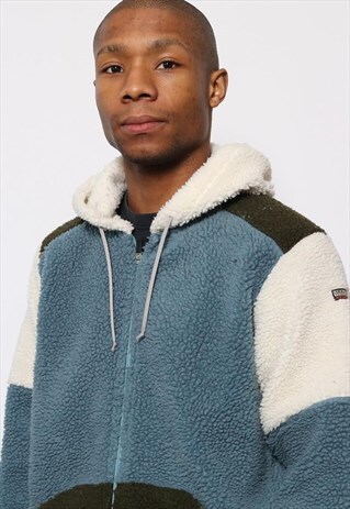 VINTAGE NAPAPIJRI SHERPA PILED FLEECE LOGO HOODIE