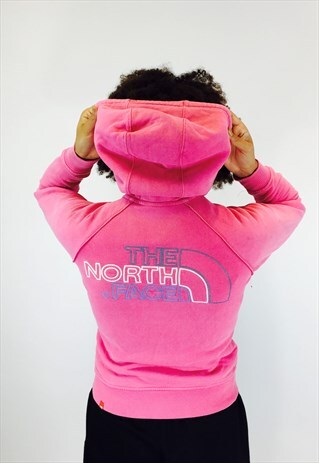 NORTH FACE PINK EMBROIDERED HOODIE