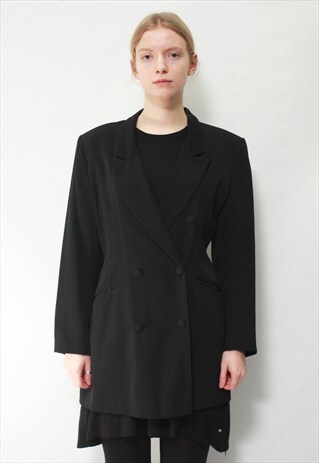 VINTAGE 80' BEAUTIFUL ELEGANT BLACK LONG JACKET