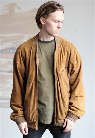 VINTAGE OVERSIZED SUEDE BOMBER JACKET