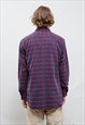 VINTAGE 80S PURPLE BLUE CHECK RELAXED BUTTON UP SHIRT MEN M