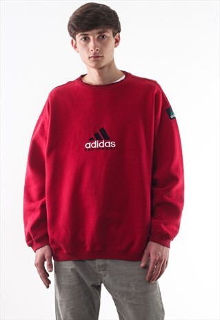 VINTAGE ADIDAS EQUIPMENT CREW NECK 90S RED BIG LOGO