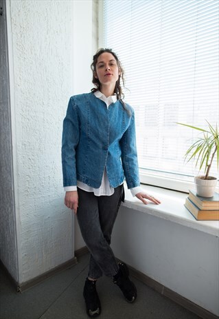 VINTAGE 70'S BLUE DENIM ONE BUTTON JACKET