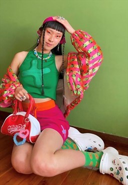 Green Cut out Crop Top