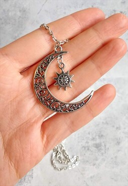 Statement Moon Sun Burst Celestial Necklace