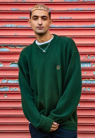 VINTAGE GREEN TOMMY HILFIGER KNIT JUMPER