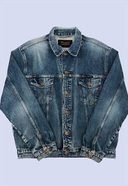 Blue Denim Jacket Womens XL Buttoned Up Western Style