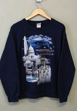 Vintage Washington Graphic Sweatshirt Navy Pullover 90s