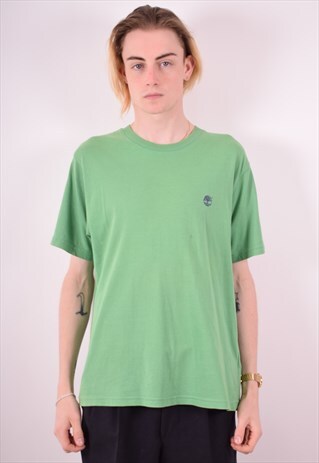 TIMBERLAND MENS VINTAGE T-SHIRT TOP MEDIUM GREEN 90S