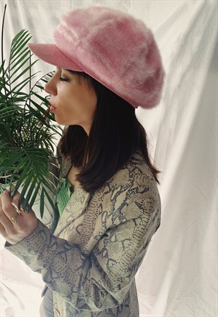 90S 80S VINTAGE FAUX FUR GATSBY HAT