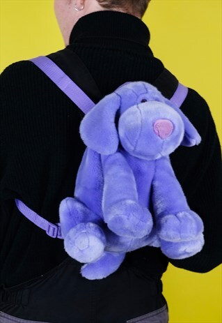 Purple puppy dog teddy backpack kawaii cute plushy bag
