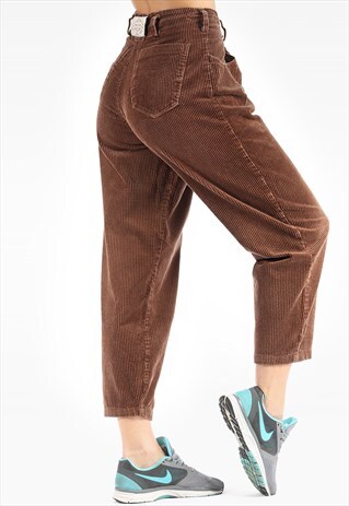 TAPERED MOM TROUSERS CORDUROY BROWN