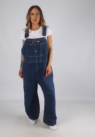 VINTAGE DENIM DUNGAREES DICKIES WIDE LEG UK 18 XXL (G2T)