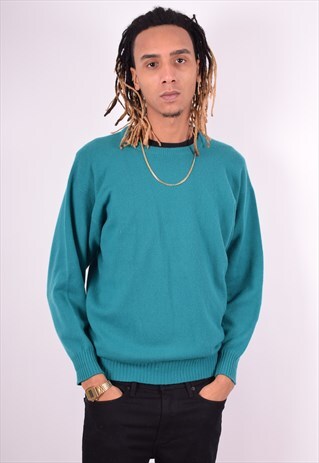 AQUASCUTUM MENS VINTAGE JUMPER SWEATER MEDIUM GREEN 90'S