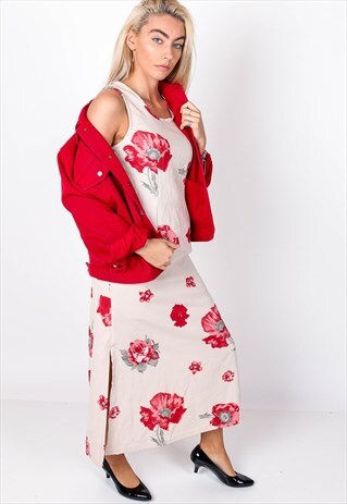 VINTAGE FLORAL MAXI SLIT DRESS ACD36
