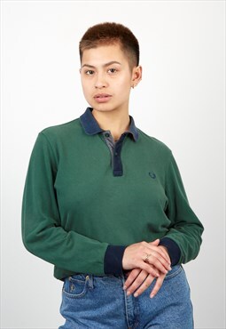 Vintage Fred Perry Long Sleeve Polo Shirt in Green