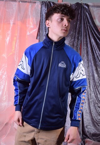 VINTAGE KAPPA BLUE, NAVY AND WHITE TRACK JACKET