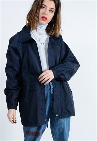 VINTAGE K-WAY OVERSIZED WINDBREAKER IN BLUE