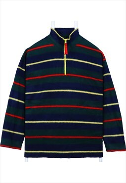Vintage 90's Talbots Fleece Jumper Striped Quarter Zip Blue