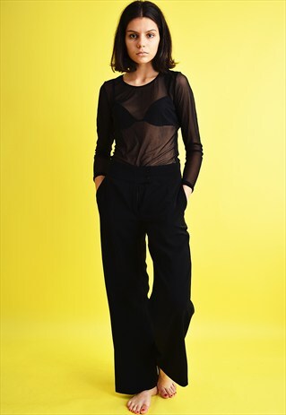 STUNNING 90'S RETRO CLASSY BLACK MINIMALIST LOOSE TROUSERS