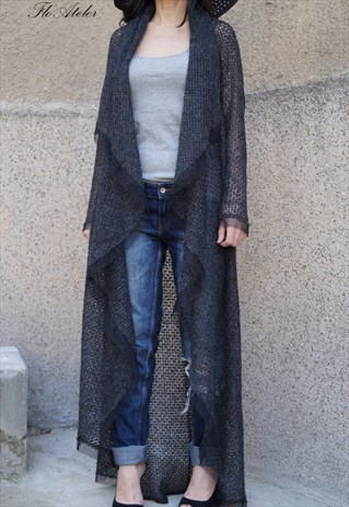 CHARCOAL CARDIGAN PONCHO COAT TRENCH COAT JACKET F1461