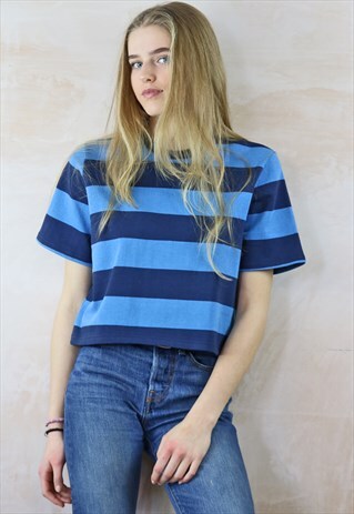 BLUE ON BLUE STRIPED RUGBY BOX TOP