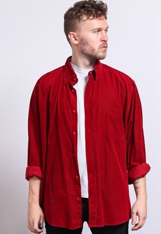 VINTAGE CORDUROY CORD SHIRT RED