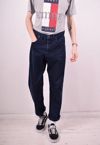 LEE MENS VINTAGE JEANS W34 L30 NAVY BLUE 90S