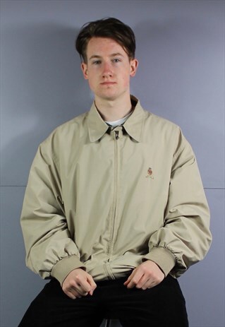 VINTAGE TOMMY HILFIGER FLEECE LINED HARRINGTON JACKET IN BEI