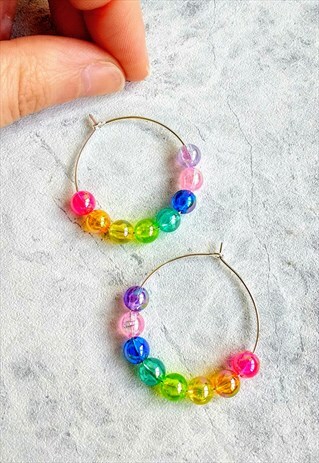 TRANSLUCENT RAINBOW HOOP EARRINGS