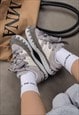 RETRO SUEDE SNEAKERS CHUNKY SOLE TRAINERS PREPPY SHOES GREY