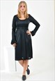 VINTAGE LONG SLEEVE ELEGANT DRESS IN BLACK