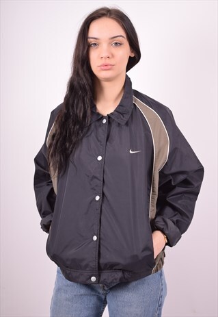 NIKE WOMENS VINTAGE JACKET LARGE BLACK 90'S
