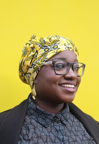 AFRICAN PRINT HEAD WRAP HEAD SCARF YELLOW