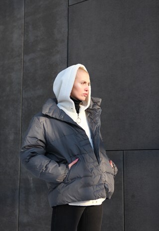 VINTAGE 90S OVERSIZED GREY PUFFER JACKET