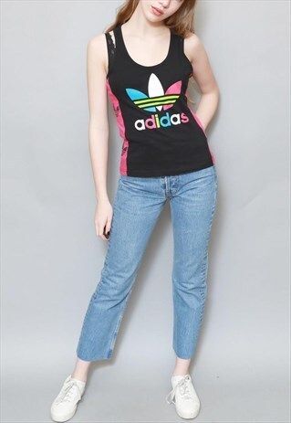 VINTAGE 1990'S BLACK VIBRANT ADIDAS LOGO TRACK TOP