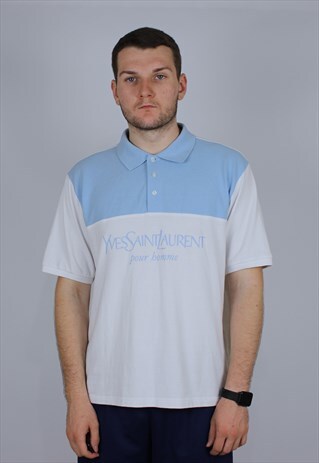 YVES SAINT LAURENT POLO SHIRT MEN RARE BIG LOGO