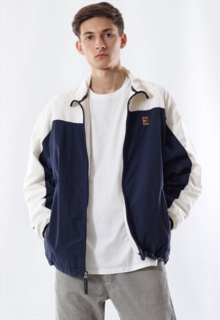 VINTAGE NIKE CHALLENGE COURT TENNIS TRACKSUIT 90S WHITE BLUE