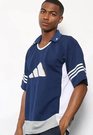 VINTAGE ADIDAS EQUIPMENT LOGO SPORT T-SHIRT BLUE